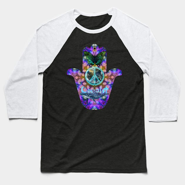 Hand of Fatima,  Purple Baseball T-Shirt by Dream and Design